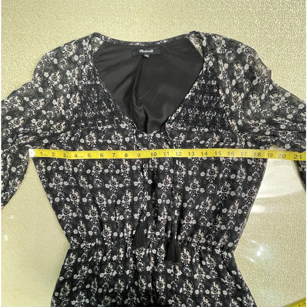 Madewell Woodland Boho Border Print Long Sleeve Mini Dress Size 00 - Picture 7 of 8